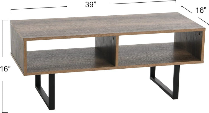 Jamestown TV Stand Coffee Table, Rustic Wood Grain and Black Metal