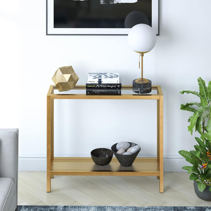 Rectangular Console Table, Brass Finish, Entryway Accent