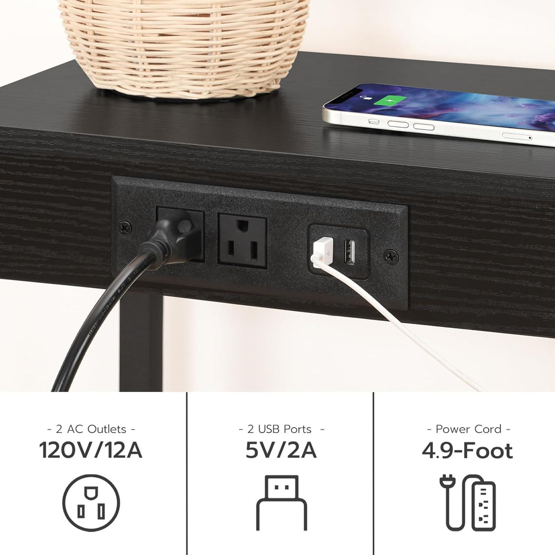 Tall End Table 3-Tier Telephone Table Charging Station