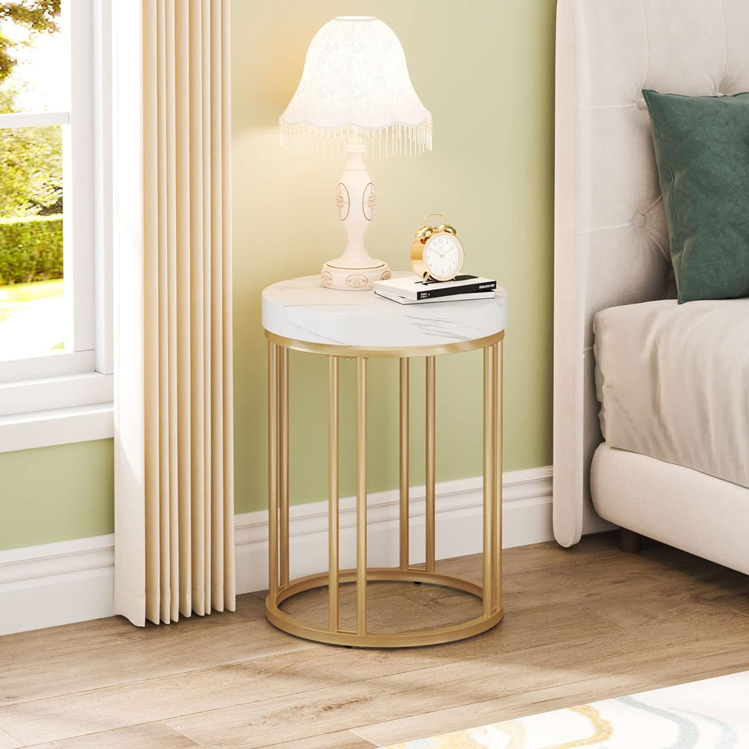 Round End Table Set of 2, Modern Side Nightstand