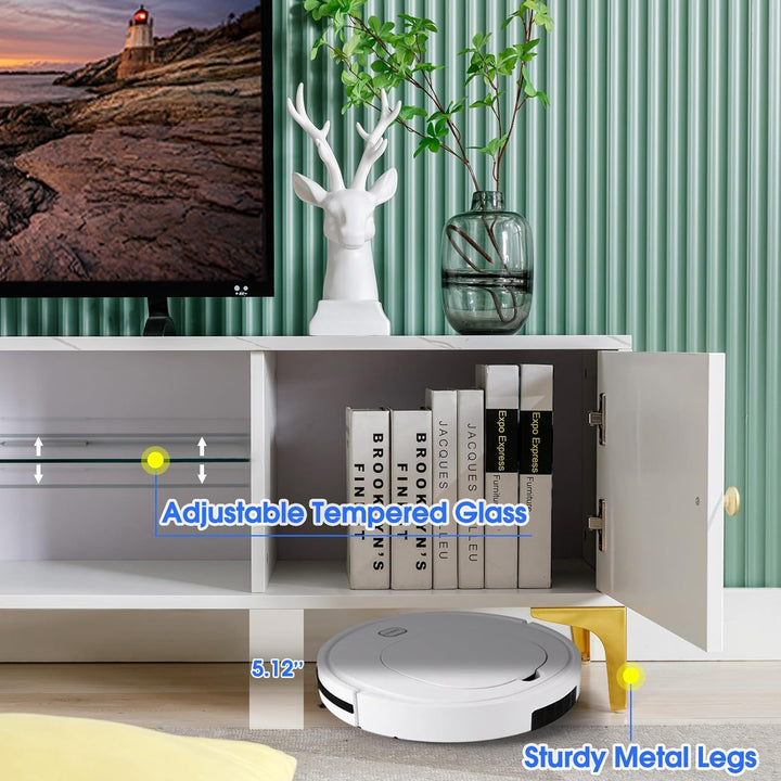 Elegant Marble White Table Set: Modern Coffee Table, Contemporary TV Stand