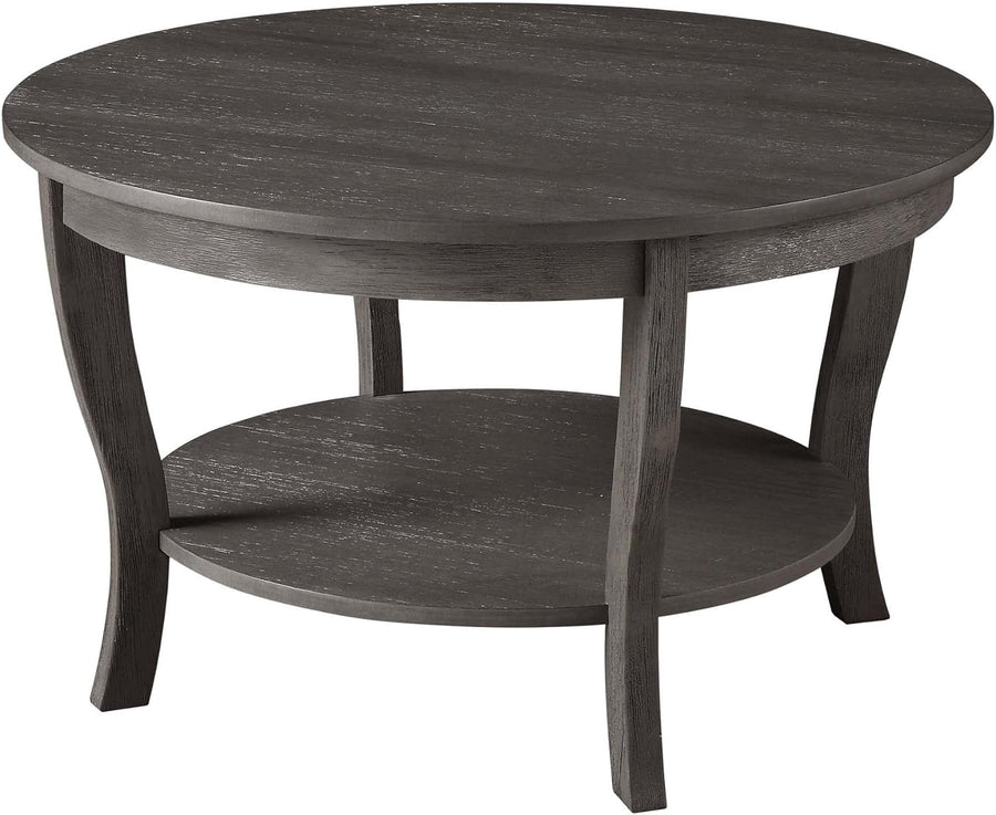 Convenience Concepts American Heritage Round Coffee Table, Dark Gray