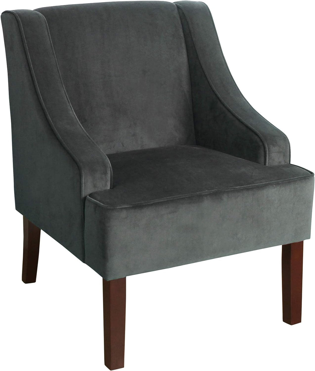 Velvet Swoop Arm Living-Room-Chairs, Dark Grey