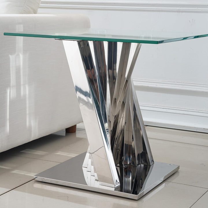 Modern Glass and Stainless Steel End Table, Gold22