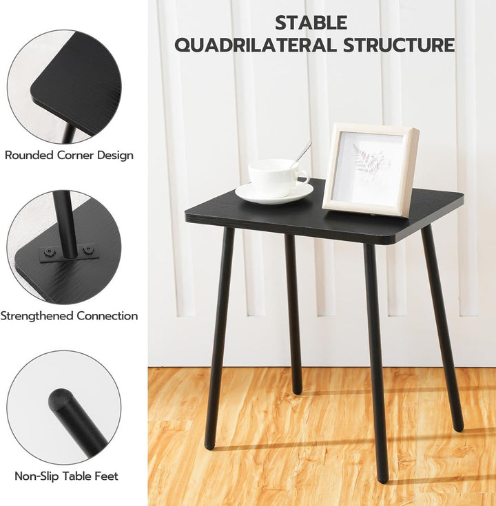 Side Table, Small Accent Table for Small Spaces, Black