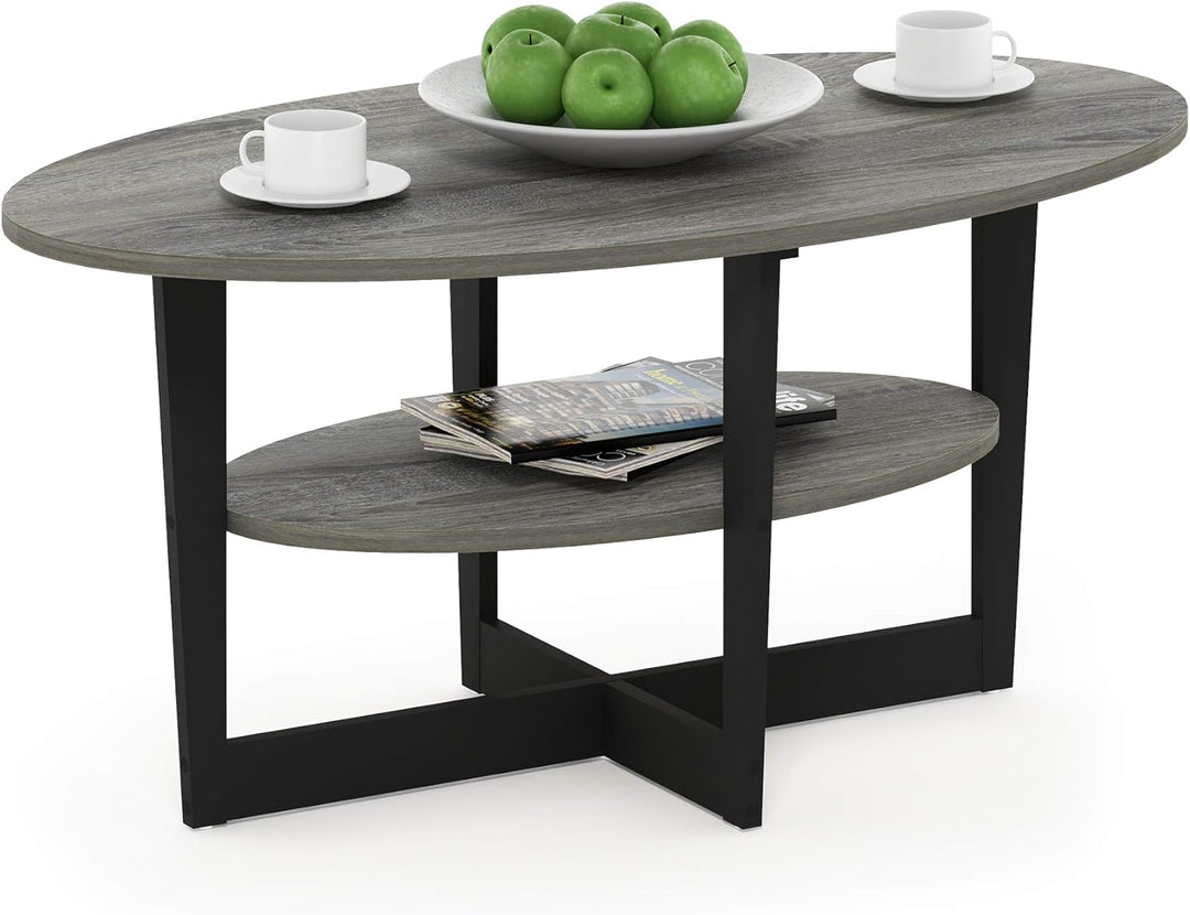 Furinno Coffee Table, French Oak Grey/Black