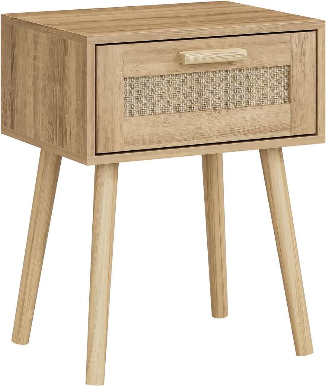 Wooden Nightstands with Rattan Weaving Drawer