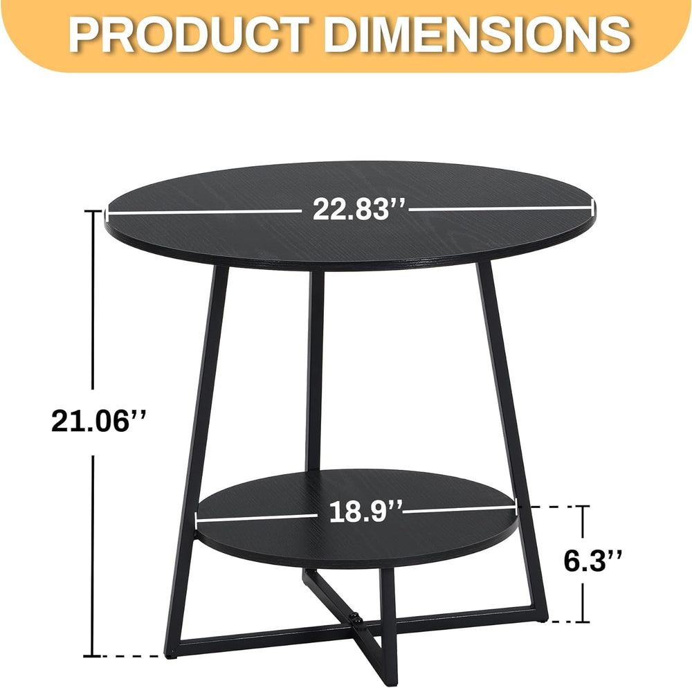 Small Black Round End Table 22",Circle Side