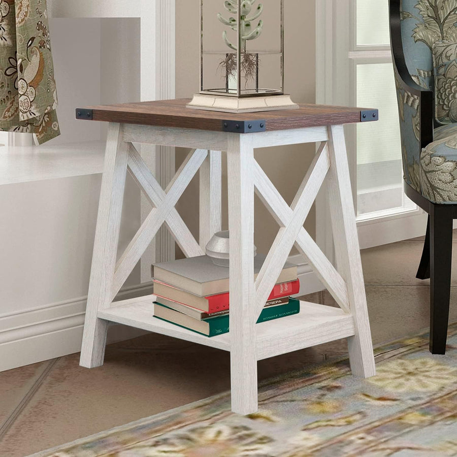 Side Table Farmhouse Wood Nightstand