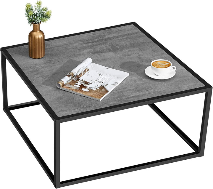 Small Modern Coffee Table for Living Room, Gray Wood