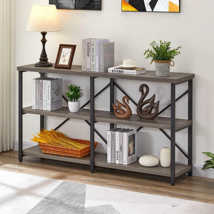 Rustic Console Table, 3 Tier Bookshelf