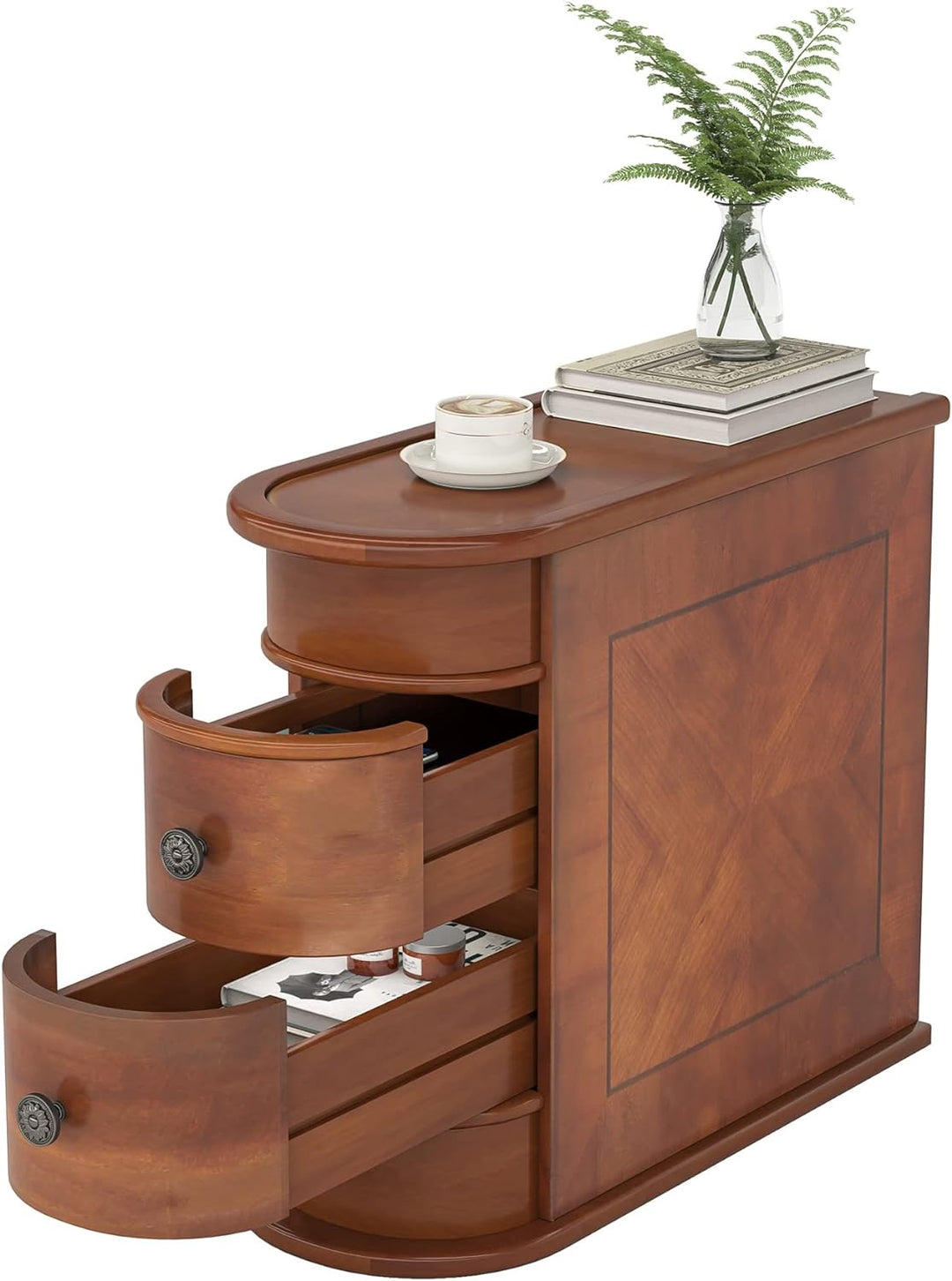 End Table, Sofa Side Table with Storage Brown