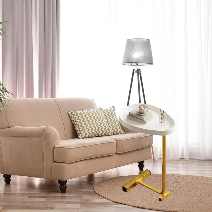 C Shaped Side Table, Compact Coffee Table, Living Room, Gold