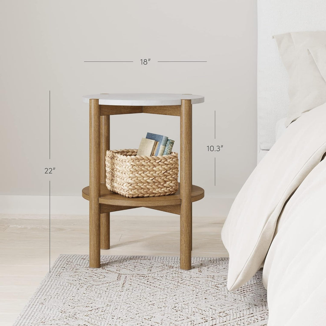 Tucker Round Accent Side Table, Light Brown