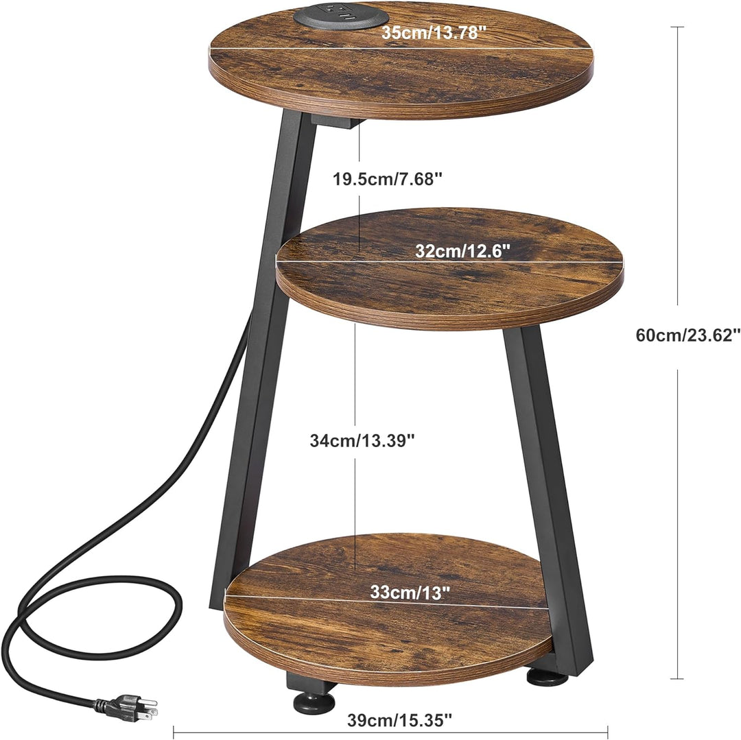 Round End Table Charging Station Shelves