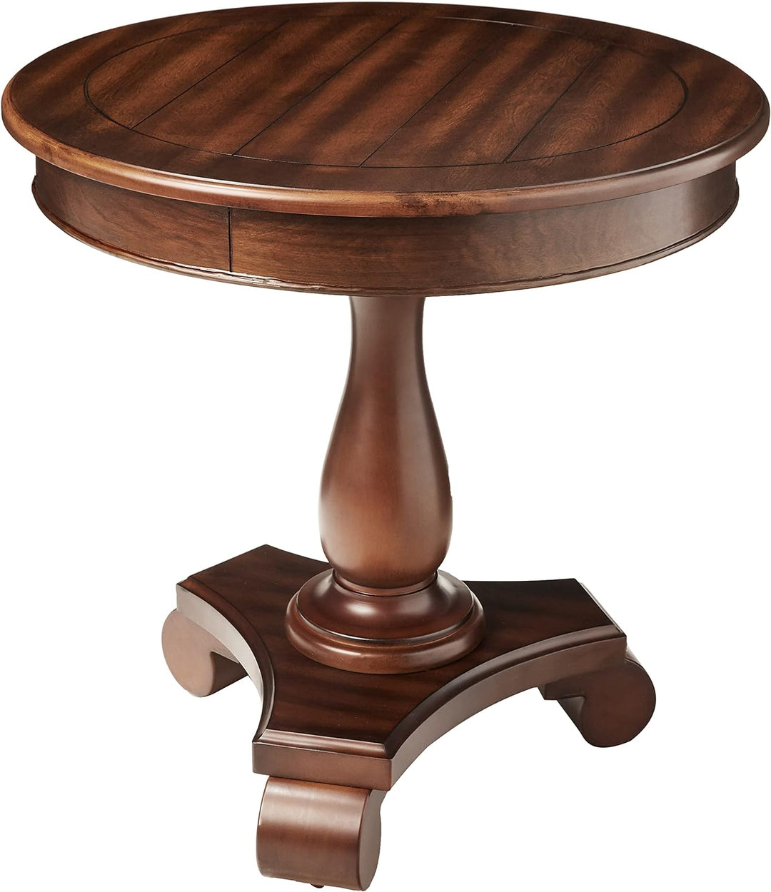 Rene Round Wood Pedestal Side Table