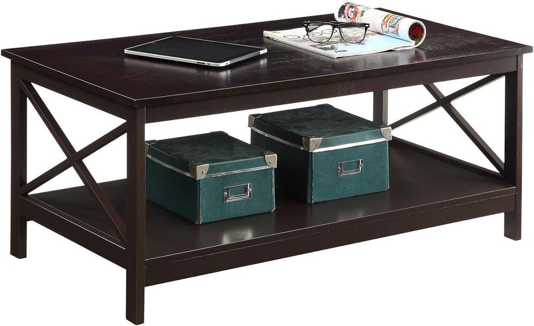 Espresso Coffee Table with Shelf