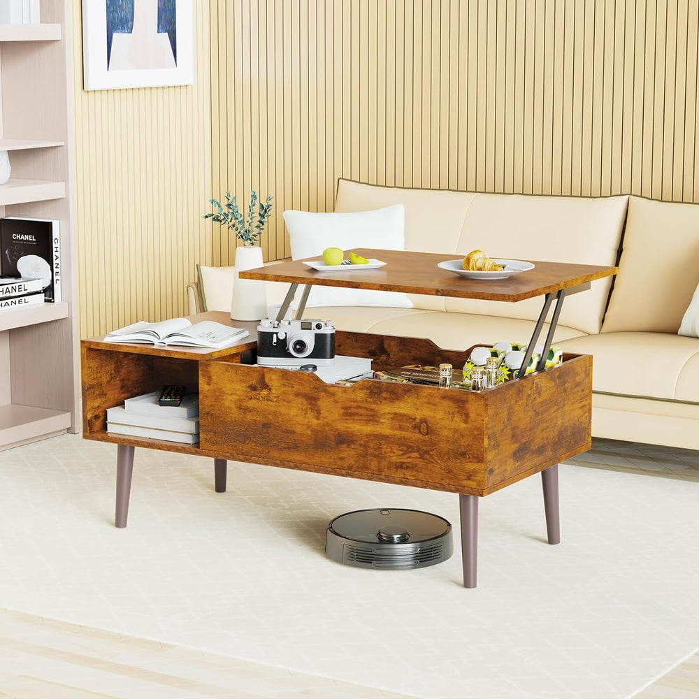 Lift Top Coffee Tables with Hidden Storage, Rustic Brown