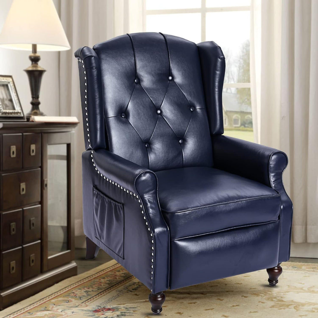 Wingback Recliner Chair, Heat Massage PU Leather Sofa