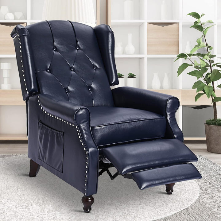 Wingback Recliner Chair, Heat Massage PU Leather Sofa