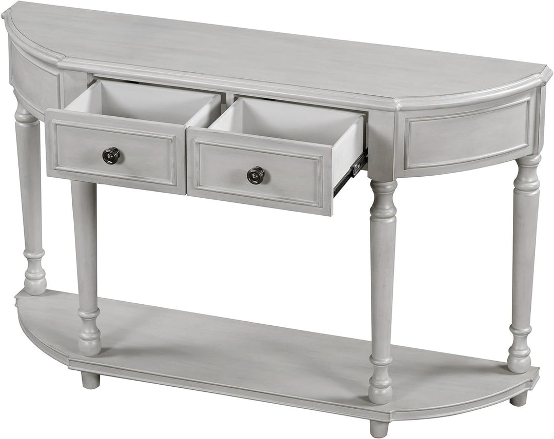 Retro Curved Console Table, Gray Wash