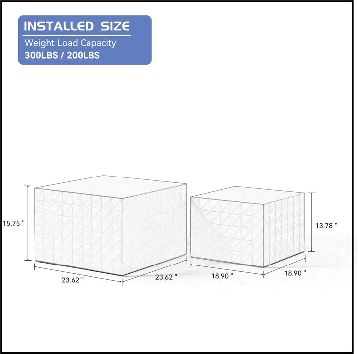 White Nesting Coffee Table Set, Modern Square Coffee Table and End Table Set, Matte White