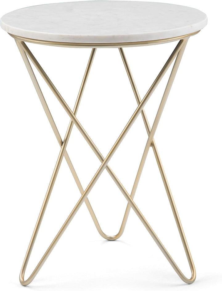 Gabon 18" Metal Accent Side Table White/Gold