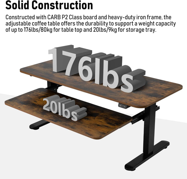 TOPSKY Electric Adjustable Coffee Table with Pull-Out Tray, White