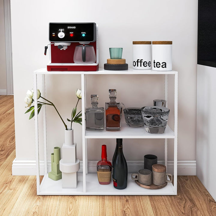 White Console Table with Storage Rack Entrance