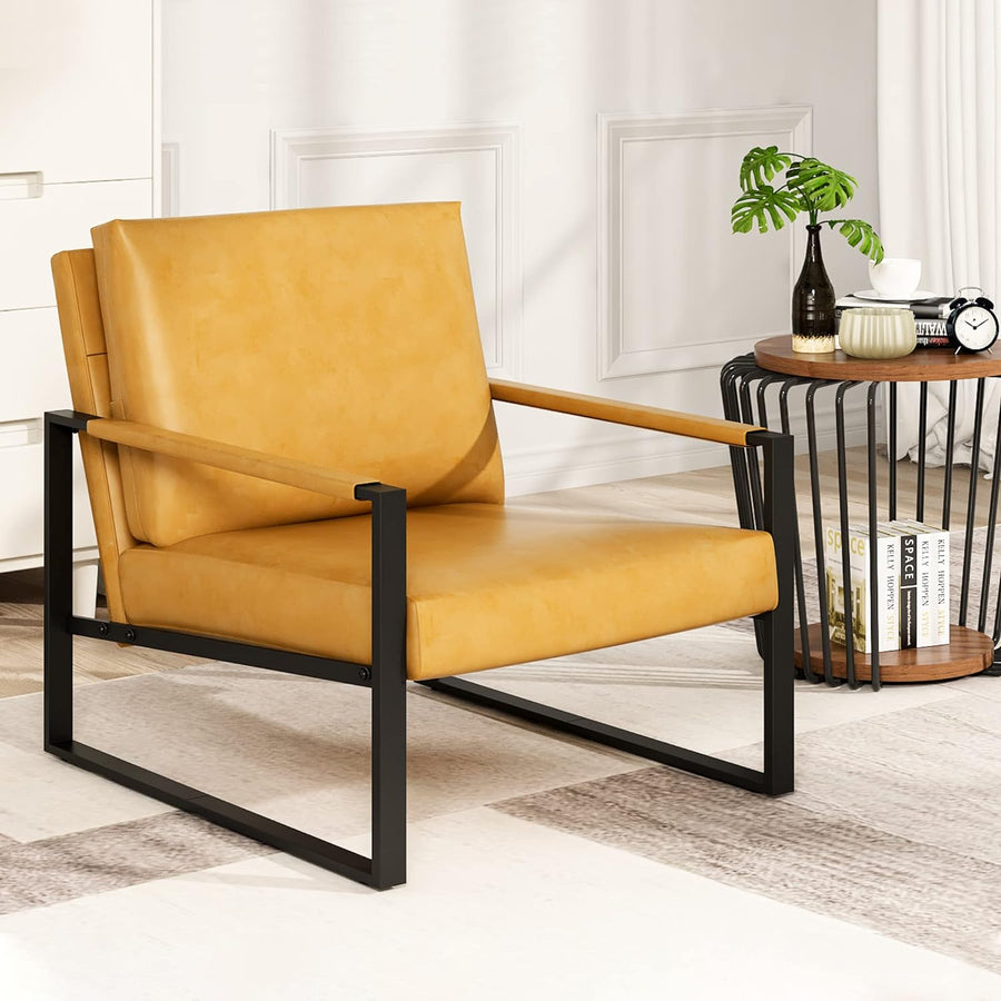 Modern PU Leather Accent Chair Arm Chair, Camel