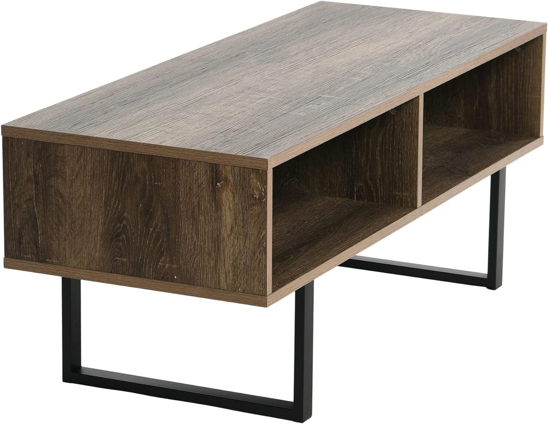 Jamestown TV Stand Coffee Table, Rustic Wood Grain and Black Metal