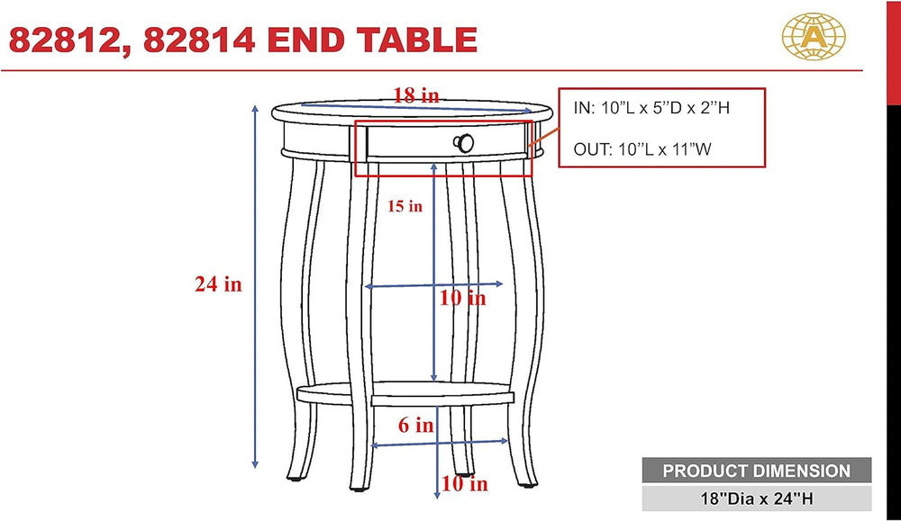 Solid Wood Side Tables for Living Room, Walnut