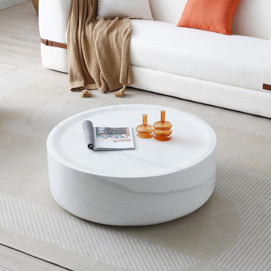 Elegant White Marble Coffee Table, 35.43