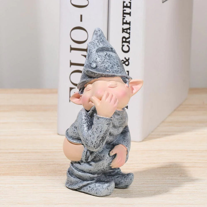 Naughty Gnome Miniature Resin Statue: Funny Pooping Dwarf