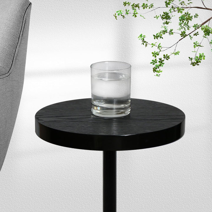 Pedestal Side Table, Drink Table, Small End Table, Distressed Black