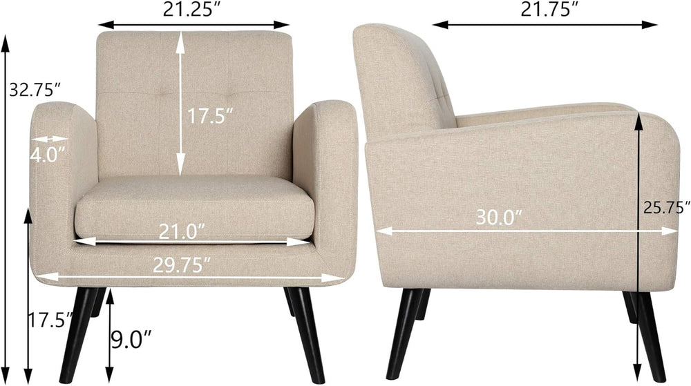 Accent Chairs for Living Room, Beige, Set of 1