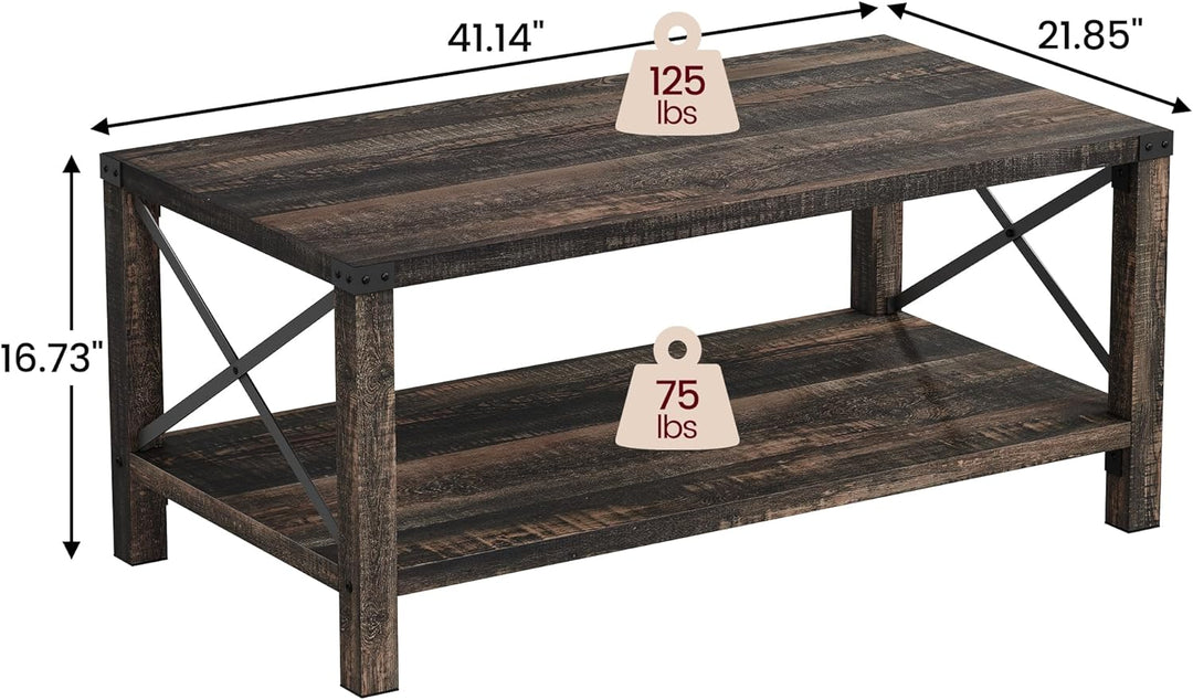 Farmhouse Coffee Table, Rustic Oak