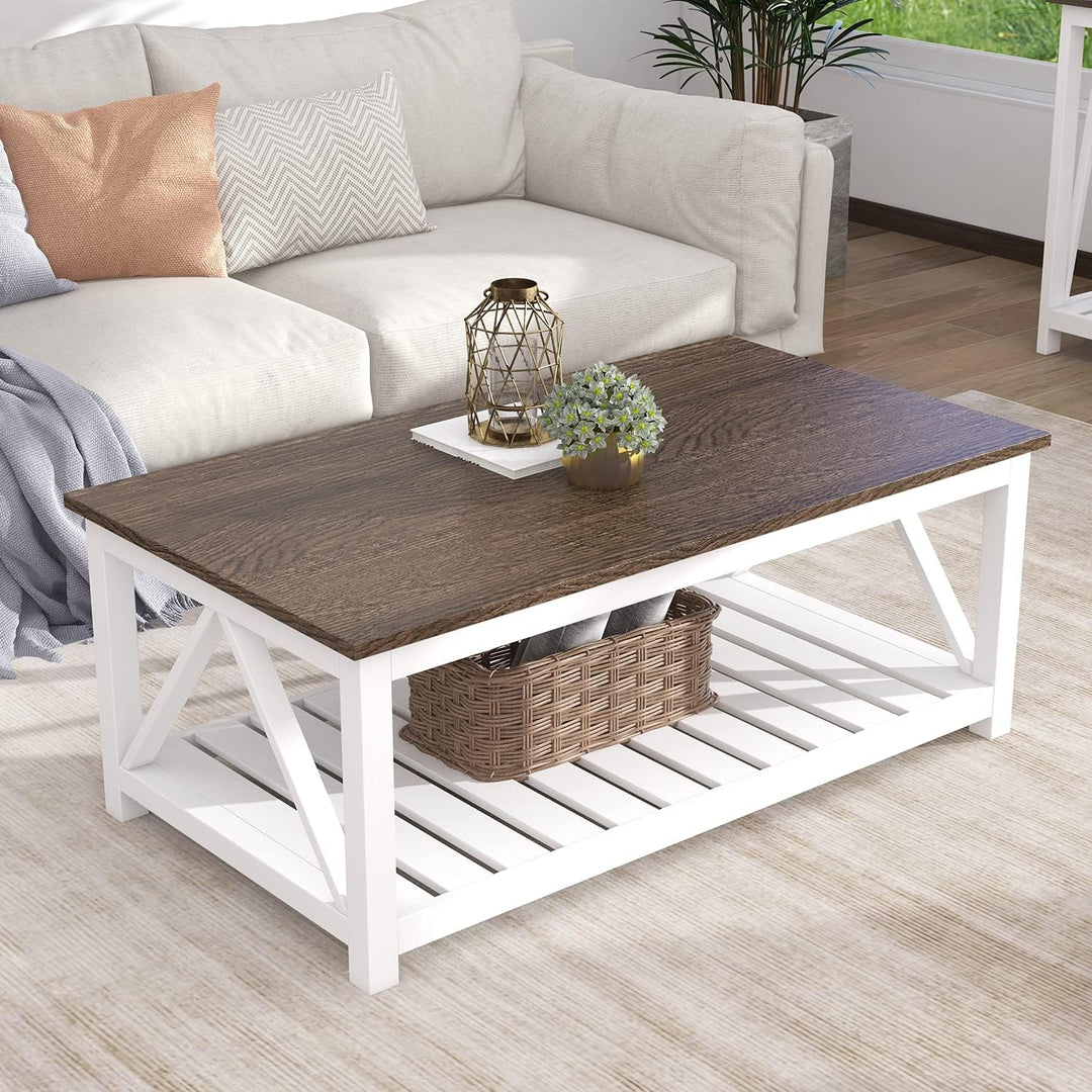 Rustic Farmhouse Coffee Table, Vintage Living Room Table, White