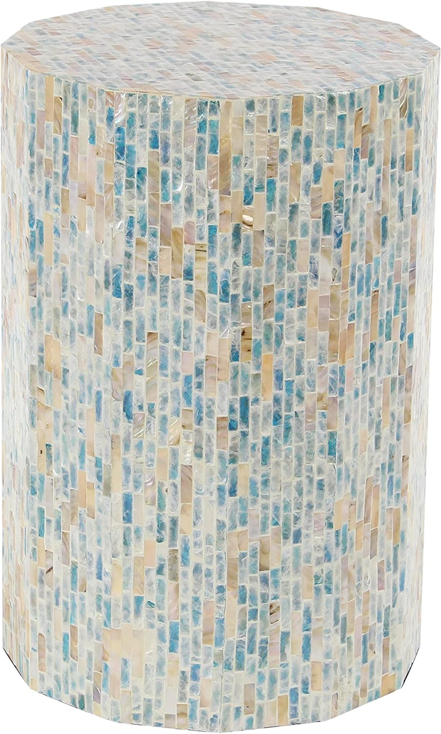 Mother of Pearl Shell Handmade Side End Accent Table, Blue