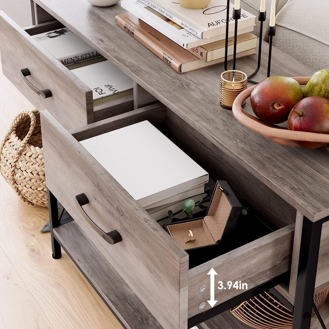 Industrial Console Table, Vintage Hallway Foyer, Grey