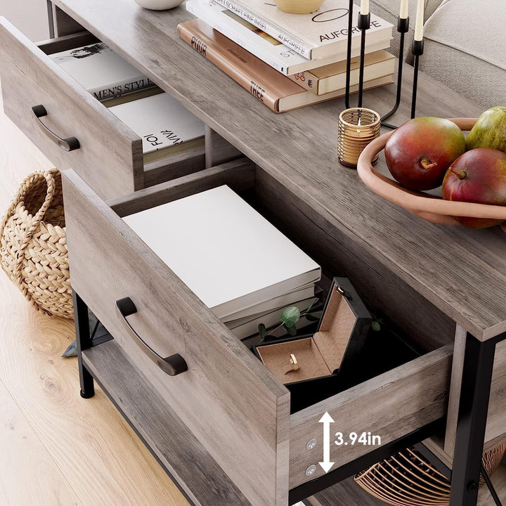 Industrial Console Table, Vintage Hallway Foyer, Grey