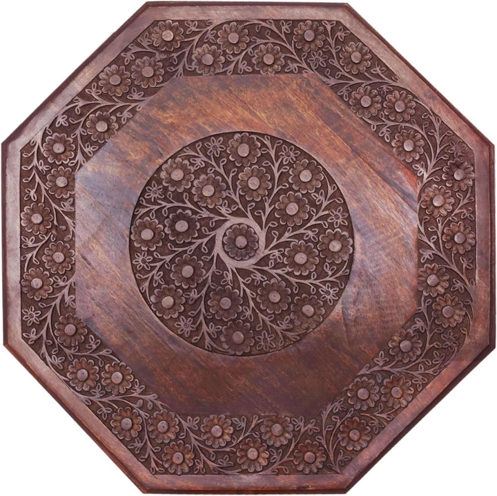 Solid Wood Coffee Table - Octagon 28x18 - Antique Dark Brown