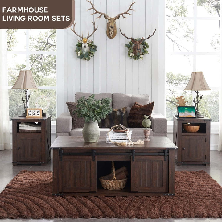 Rustic Farmhouse Lift-Top Coffee Table with Storage, Brown