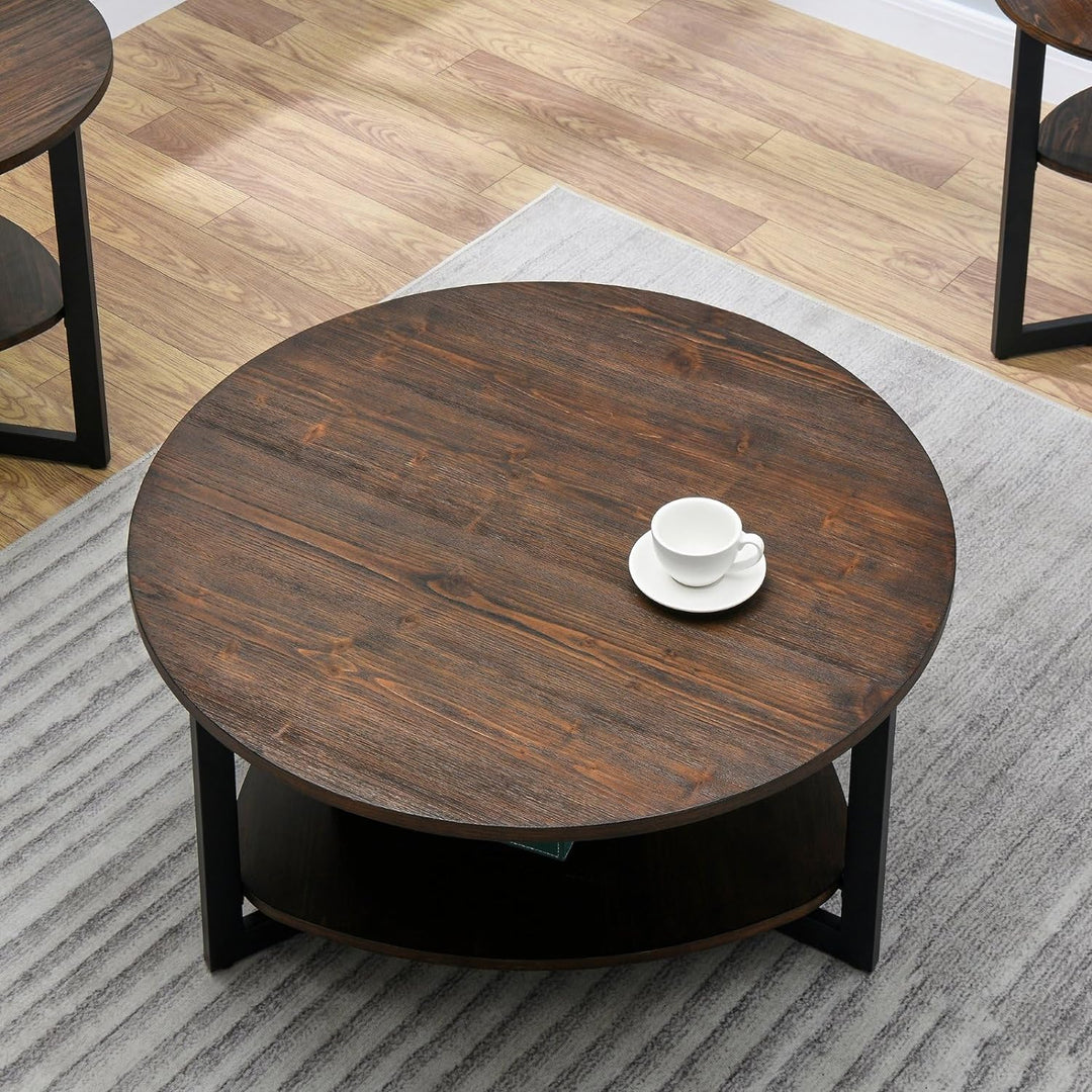 Round 35" Coffee Table, Modern Retro, Oval Storage