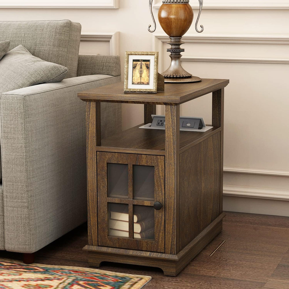 End Table Charging Station Side Table Storage