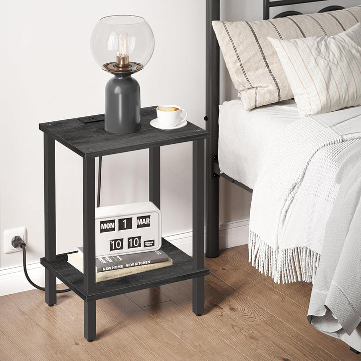 End Table 2-Tier Storage Charcoal Grey TB01BY040