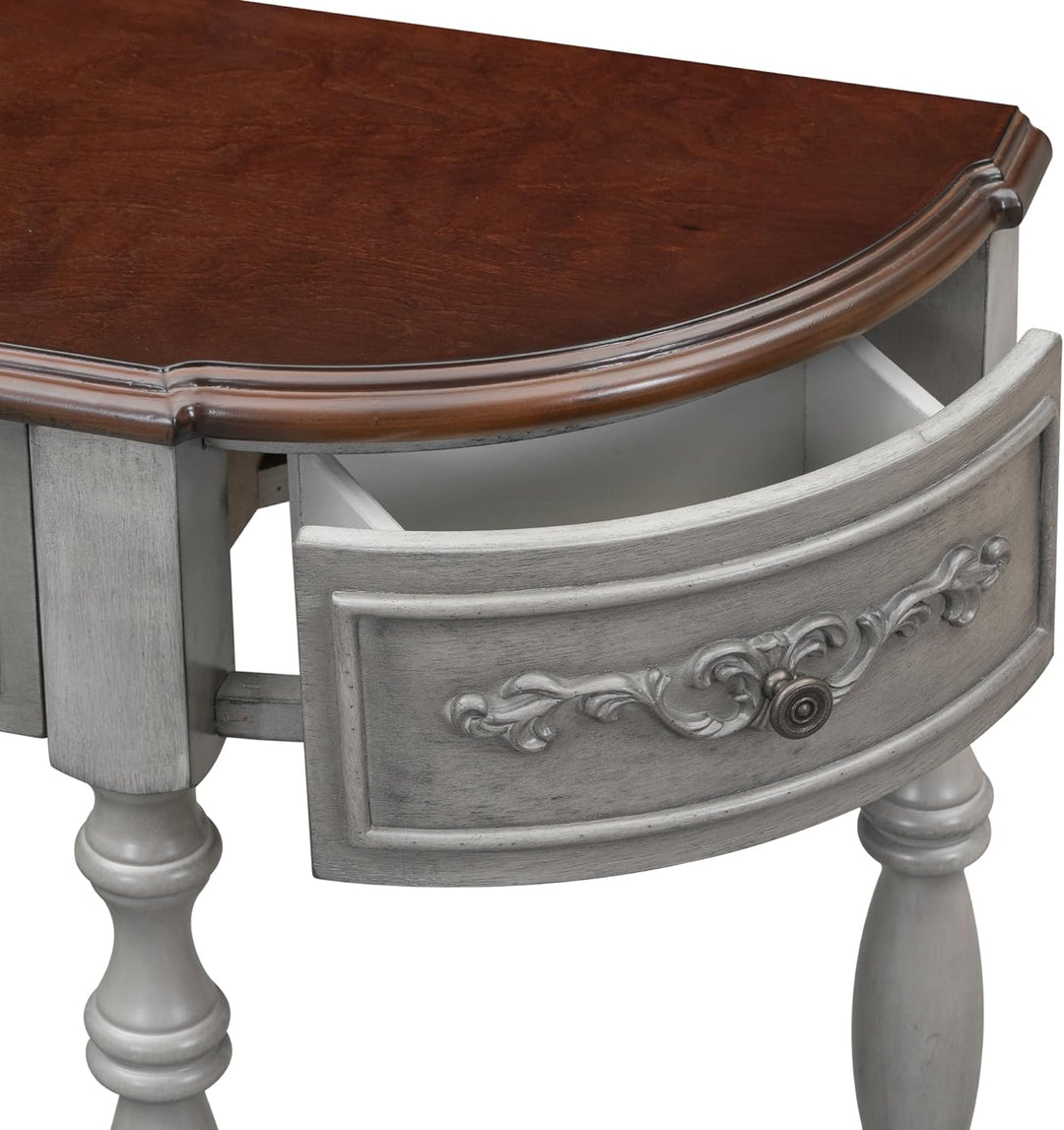 Retro Half Moon Entryway Table, Antique Gray