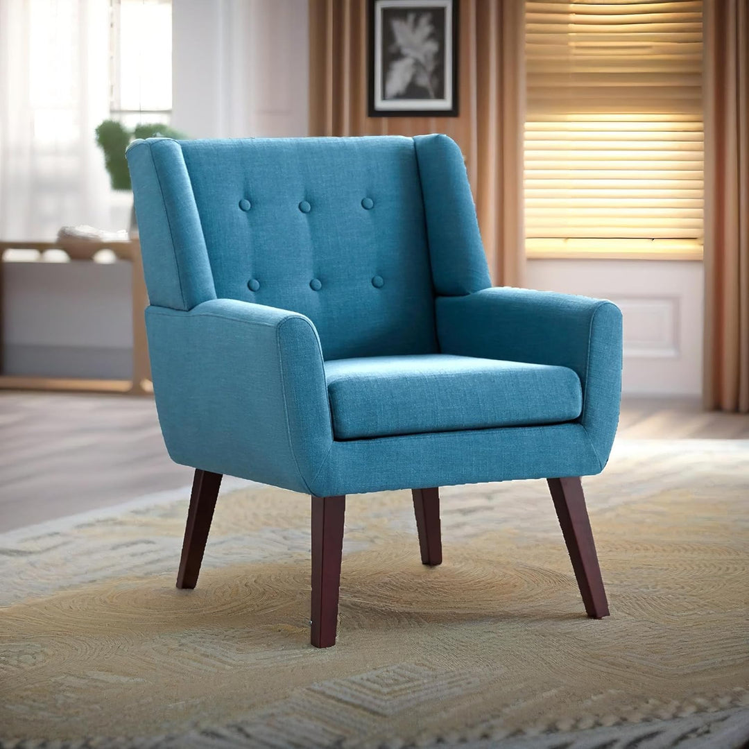 Button-Tufted Accent Chairs Lake Blue