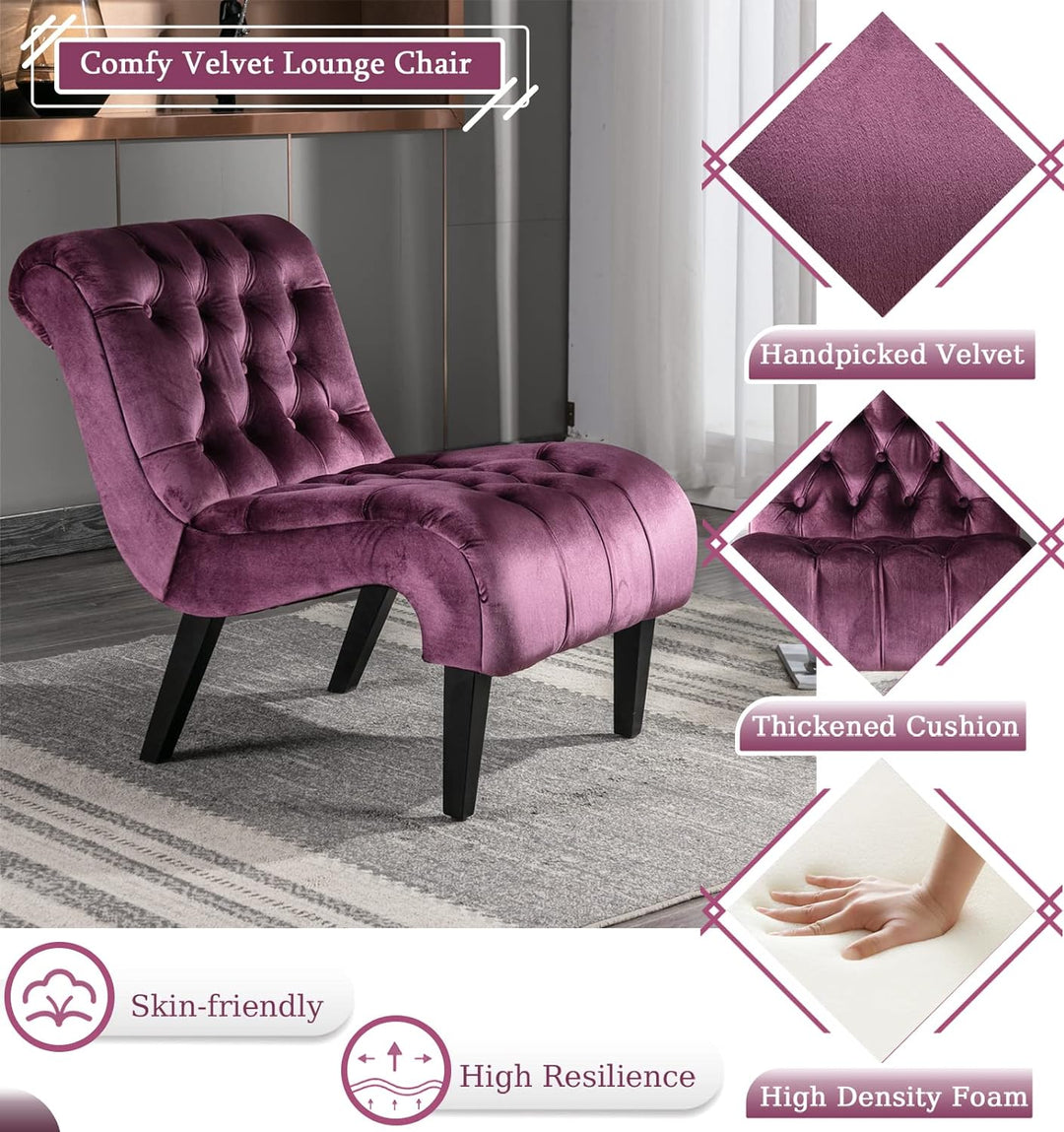 Comfy Velvet Accent Chair, Modern Lounge Chair Purple