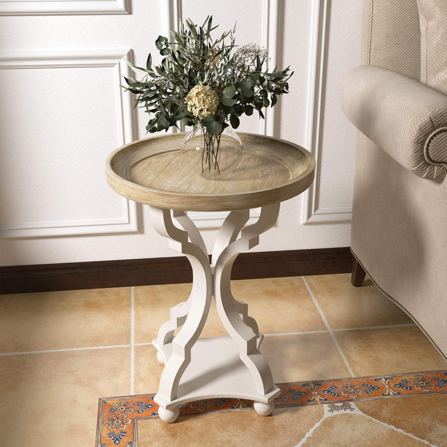 Rustic Farmhouse Cottagecore Accent End Table, Natural